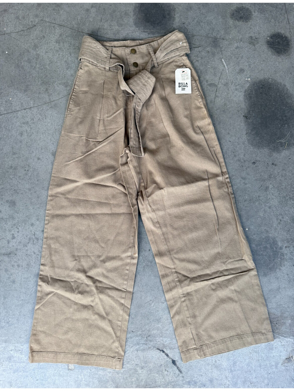 NWT Womens Sz 25 Billabong Tan Now Or Never Cropped Wide Leg Pant